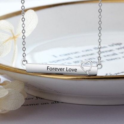 Personalized Engrave Name Necklace Strip With Heart-Florence Scovel