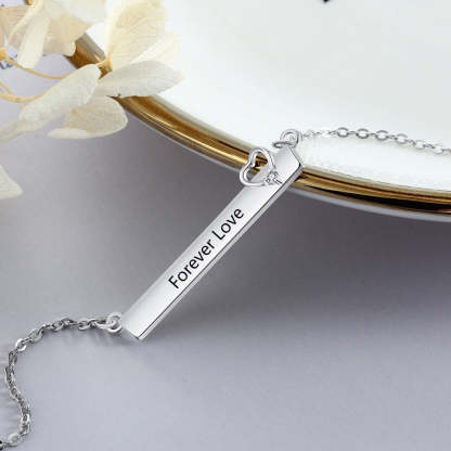 Personalized Engrave Name Necklace Strip With Heart-Florence Scovel