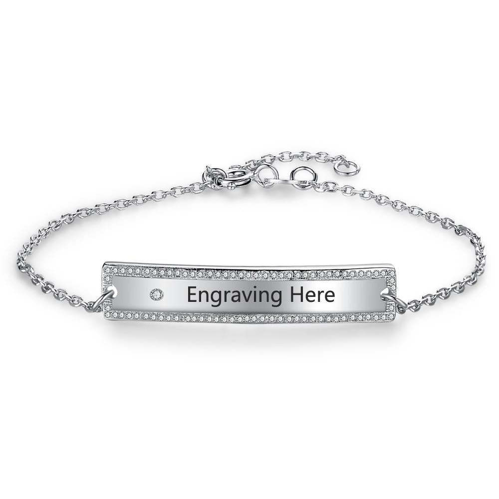 Personalized Gift Nameplate Bar Bracelets & Bangles Custom Name Engraved Chain & Link Bracelets for Women-Florence Scovel