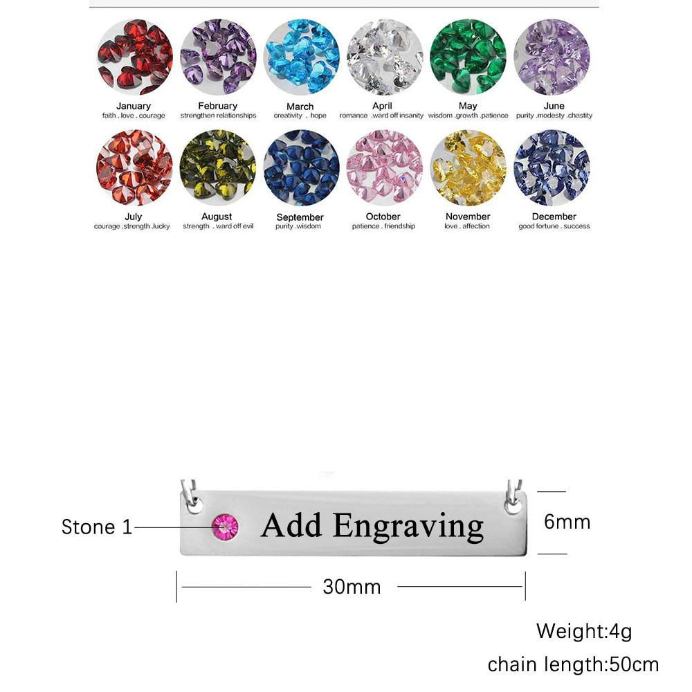 Personalized Name Bar Necklaces for Women Customized Birthstone Nameplate Necklaces & Pendants Birthday Gift-Florence Scovel