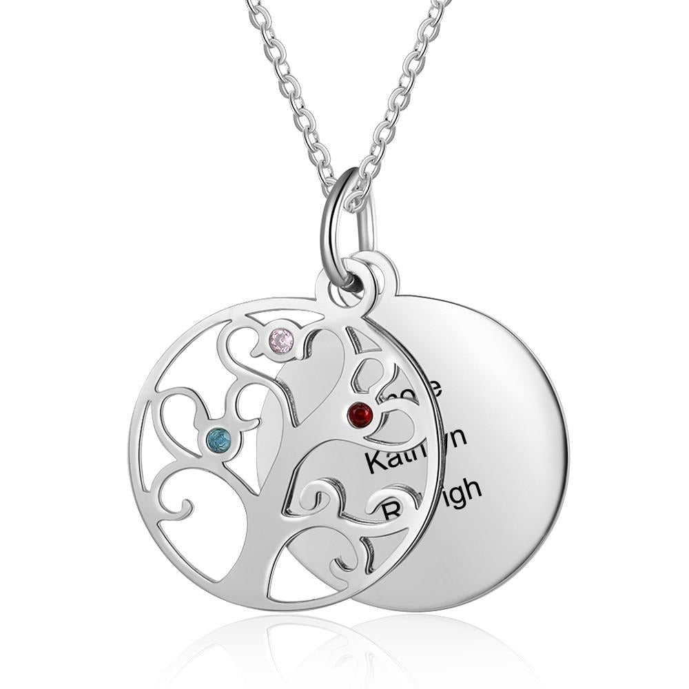 Personalized Filigree Family Tree Pendant Necklace with Birthstones-Florence Scovel