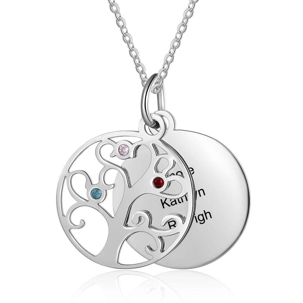Personalized Filigree Family Tree Pendant Necklace with Birthstones-Florence Scovel