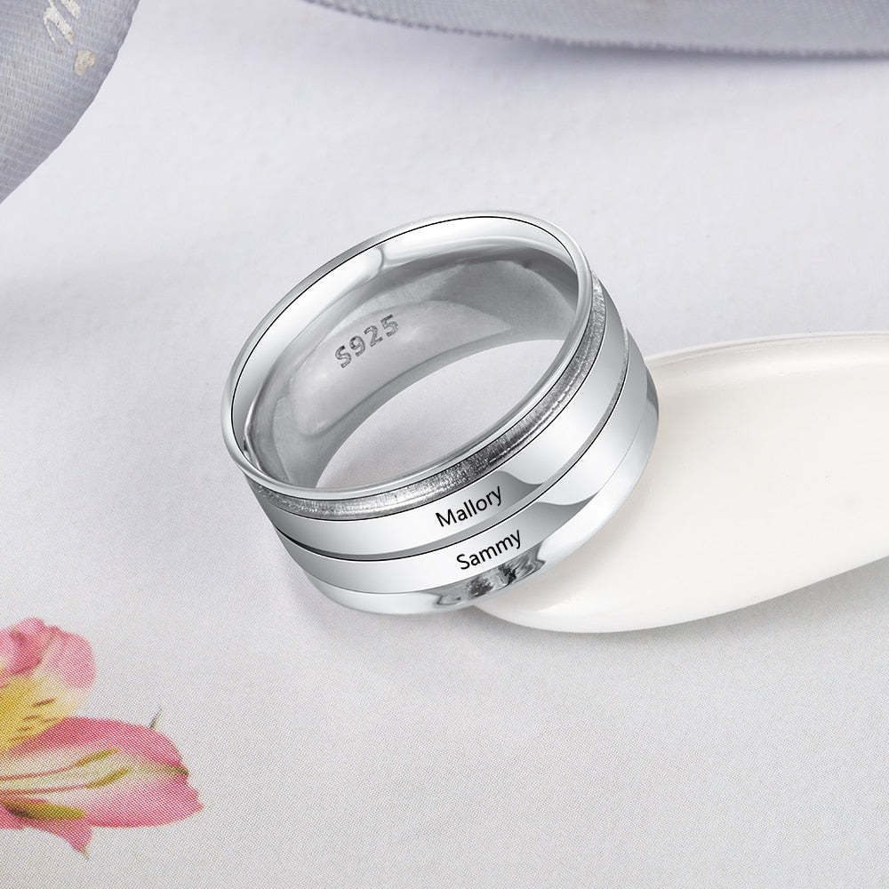 Personalized Custom 2 Names Rings for Women Couples Engraved Ring Wedding Engagement Jewelry Accessories-Florence Scovel
