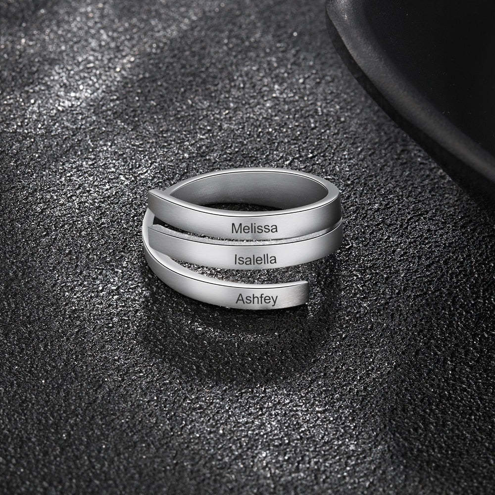 Personalized Family Rings for Women Custom 3 Names Engraved Ring Adjustable Wrap Ring Best Friend Jewelry Gift-Florence Scovel