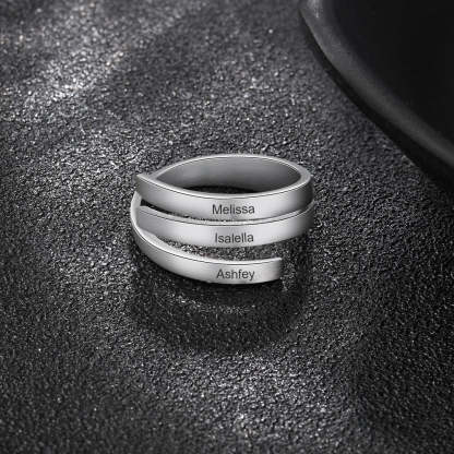 Personalized Family Rings for Women Custom 3 Names Engraved Ring Adjustable Wrap Ring Best Friend Jewelry Gift-Florence Scovel