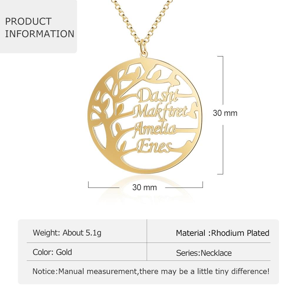 Customized Family Names Tree of Life Necklaces for Women Personalized Gold/Rose Gold Color Mother Necklaces Jewelry-Florence Scovel