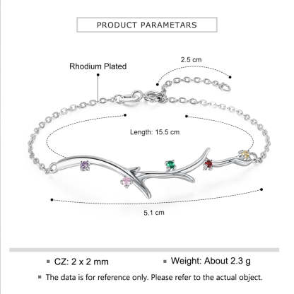 Personalized Branch Bracelet with Zirconia Custom 5 Birthstones Bracelets & Bangles for Women Family Gift-Florence Scovel