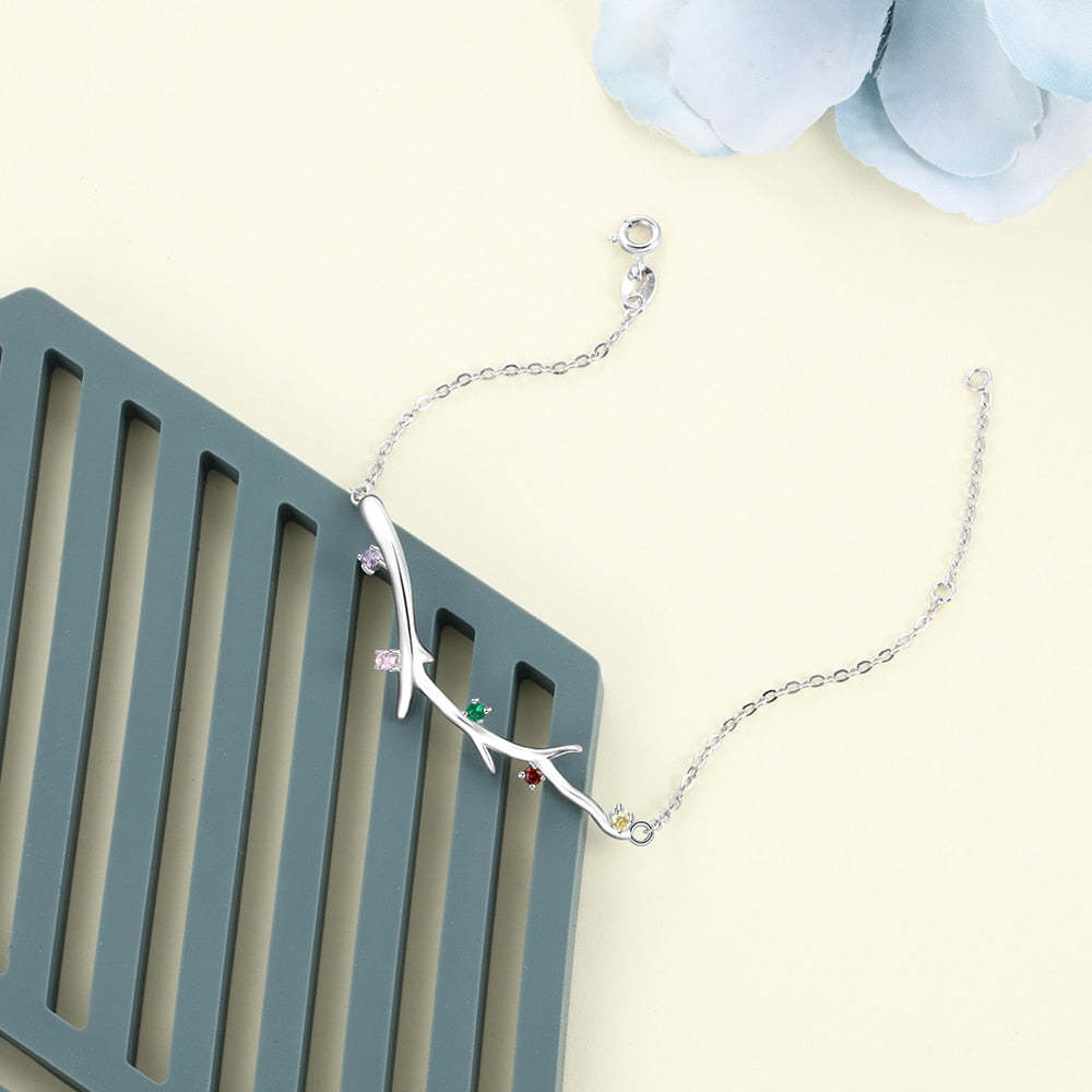 Personalized Branch Bracelet with Zirconia Custom 5 Birthstones Bracelets & Bangles for Women Family Gift-Florence Scovel
