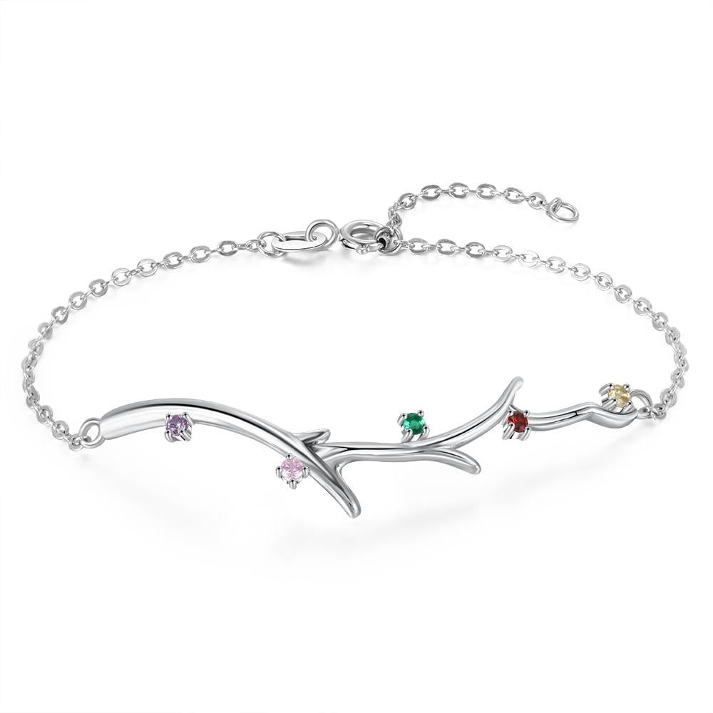 Personalized Branch Bracelet with Zirconia Custom 5 Birthstones Bracelets & Bangles for Women Family Gift-Florence Scovel