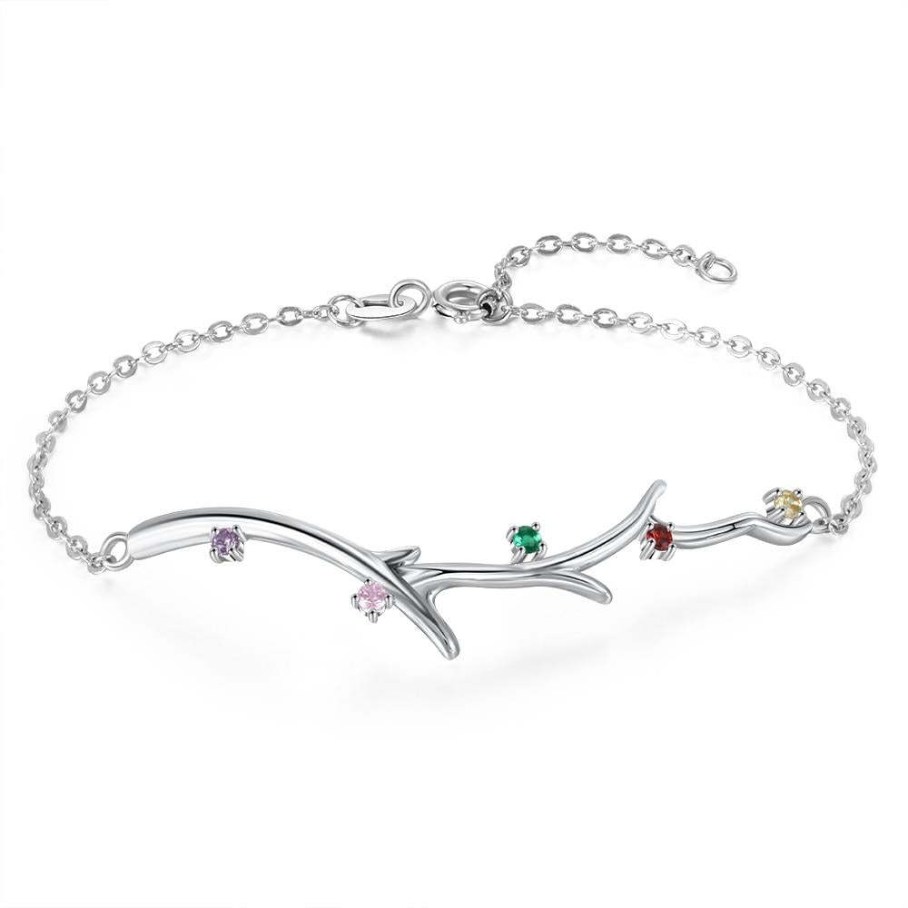 Personalized Branch Bracelet with Zirconia Custom 5 Birthstones Bracelets & Bangles for Women Family Gift-Florence Scovel