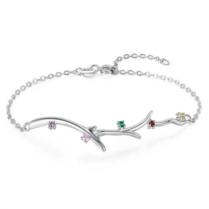 Personalized Branch Bracelet with Zirconia Custom 5 Birthstones Bracelets & Bangles for Women Family Gift-Florence Scovel