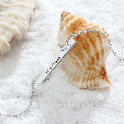 Personalized Name Necklace Strip Shape With Bird-Florence Scovel