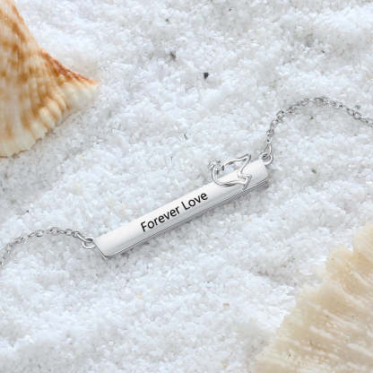 Personalized Name Necklace Strip Shape With Bird-Florence Scovel