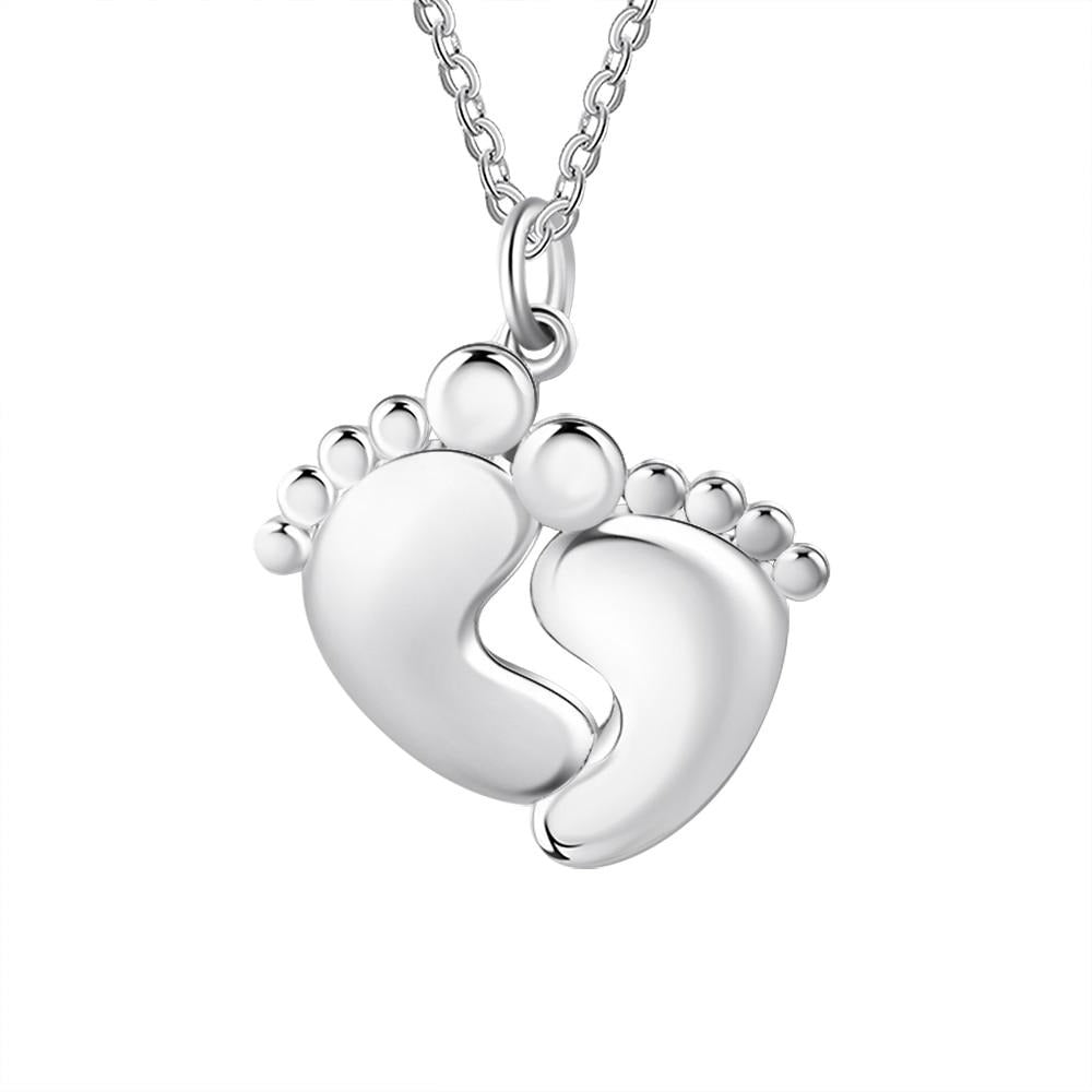 Personalized Baby Footprint Engraved Necklace with 2 Names Customized - Women Pendant Necklace for Mother-Florence Scovel