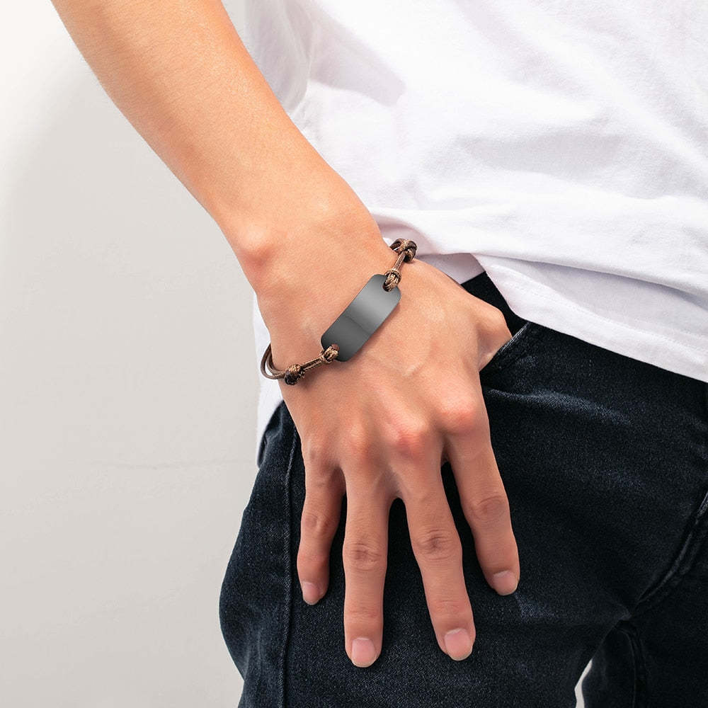 Custom Engrave Name Bar Bracelets For Men-Florence Scovel
