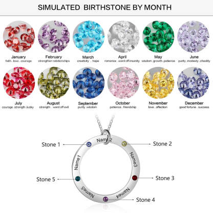 Personalized Family Names Necklace with 5 Birthstone Stainless Steel Engraved Jewelry Pendant for Mother/Grandmother-Florence Scovel