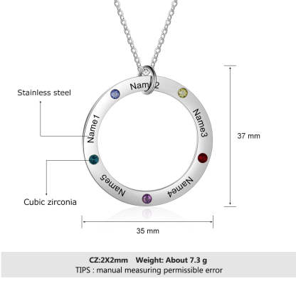 Personalized Family Names Necklace with 5 Birthstone Stainless Steel Engraved Jewelry Pendant for Mother/Grandmother-Florence Scovel