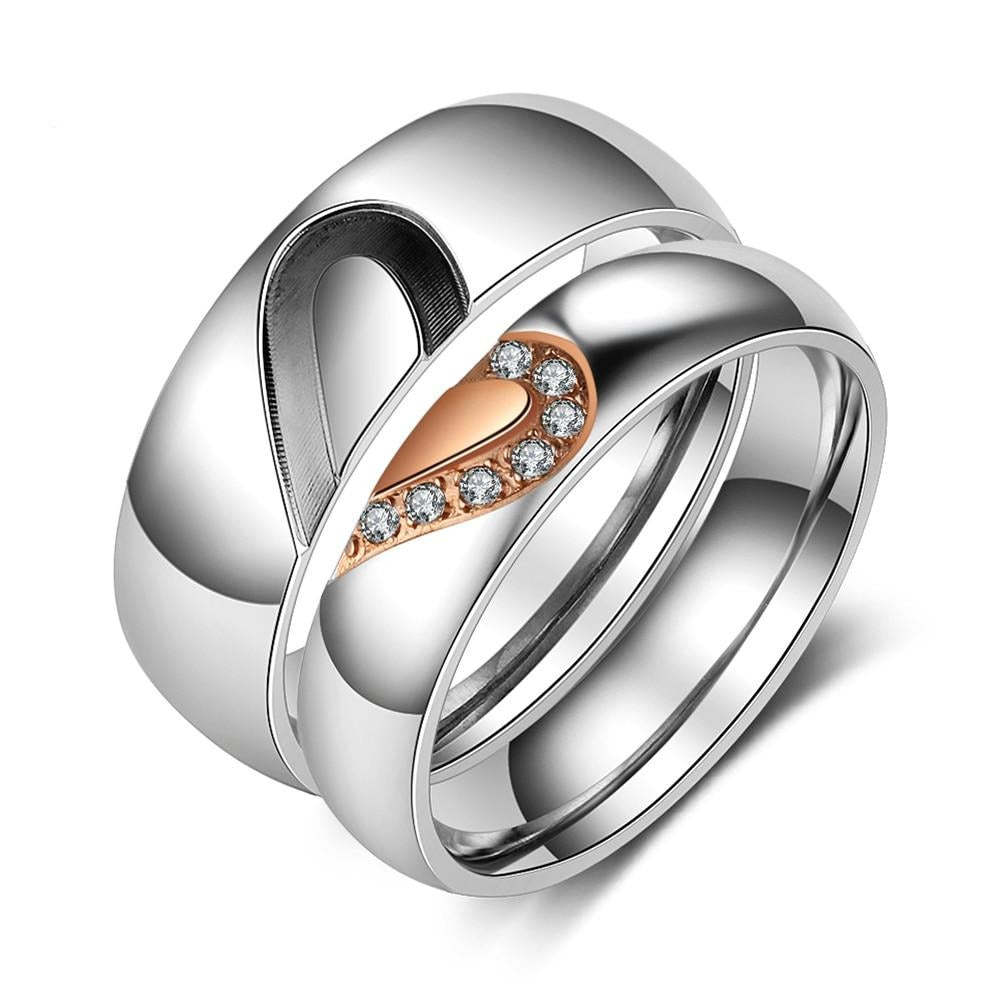 Personalized Heart-Shape Matching Couple Rings-Florence Scovel