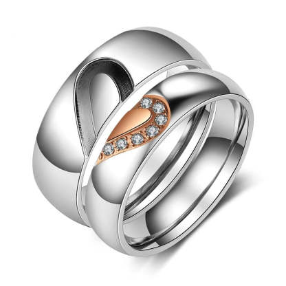 Personalized Heart-Shape Matching Couple Rings-Florence Scovel
