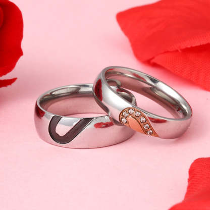 Personalized Heart-Shape Matching Couple Rings-Florence Scovel