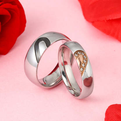 Personalized Heart-Shape Matching Couple Rings-Florence Scovel