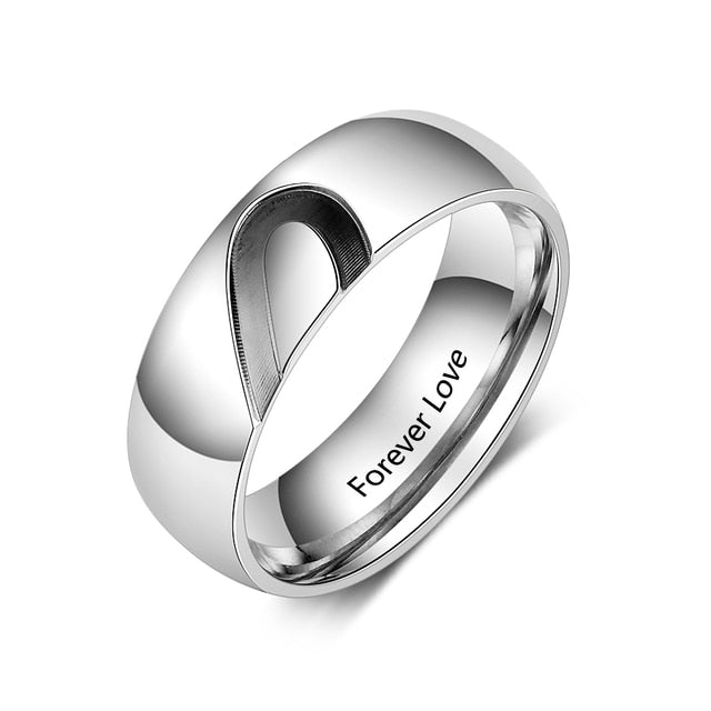 Personalized Heart-Shape Matching Couple Rings-Florence Scovel