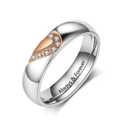 Personalized Heart-Shape Matching Couple Rings-Florence Scovel