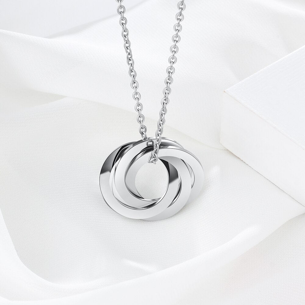 Personalized Stainless Steel Circle Necklace with 4 Names Customized Engraved Name Pendant Jewelry Gifts for Family-Florence Scovel