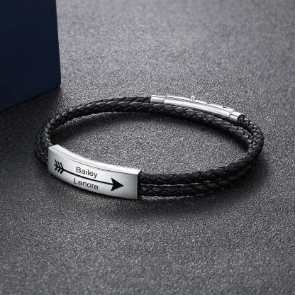 Personalized Stainless Steel 2 Names Bar Bracelets For Men-Florence Scovel