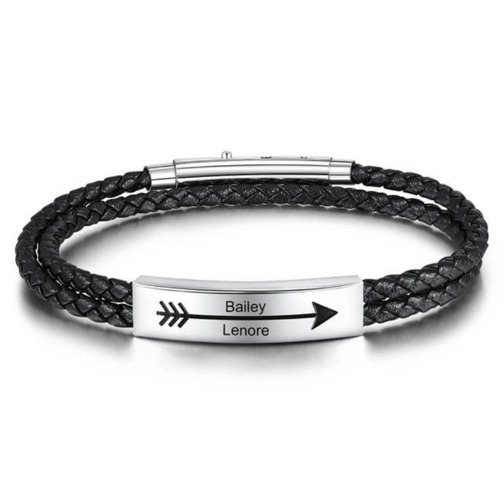 Personalized Stainless Steel 2 Names Bar Bracelets For Men-Florence Scovel