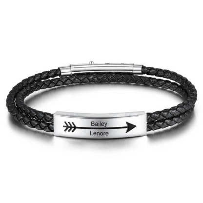 Personalized Stainless Steel 2 Names Bar Bracelets For Men-Florence Scovel