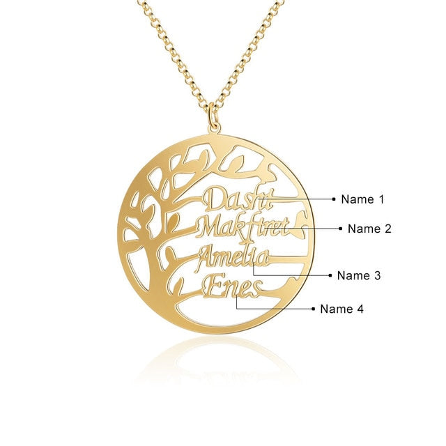 Customized Family Names Tree of Life Necklaces for Women Personalized Gold/Rose Gold Color Mother Necklaces Jewelry-Florence Scovel