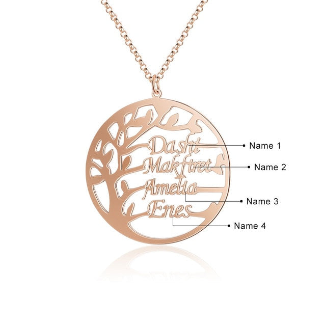 Customized Family Names Tree of Life Necklaces for Women Personalized Gold/Rose Gold Color Mother Necklaces Jewelry-Florence Scovel