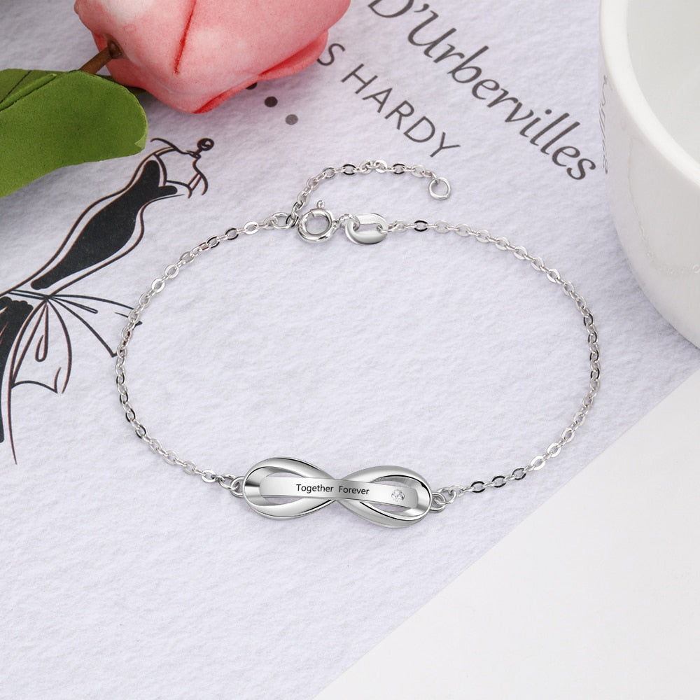 Personalized Engraving Infinity Adjustable Chain Bracelets & Bangles Customized Name Bar Bracelets for Women Gifts-Florence Scovel