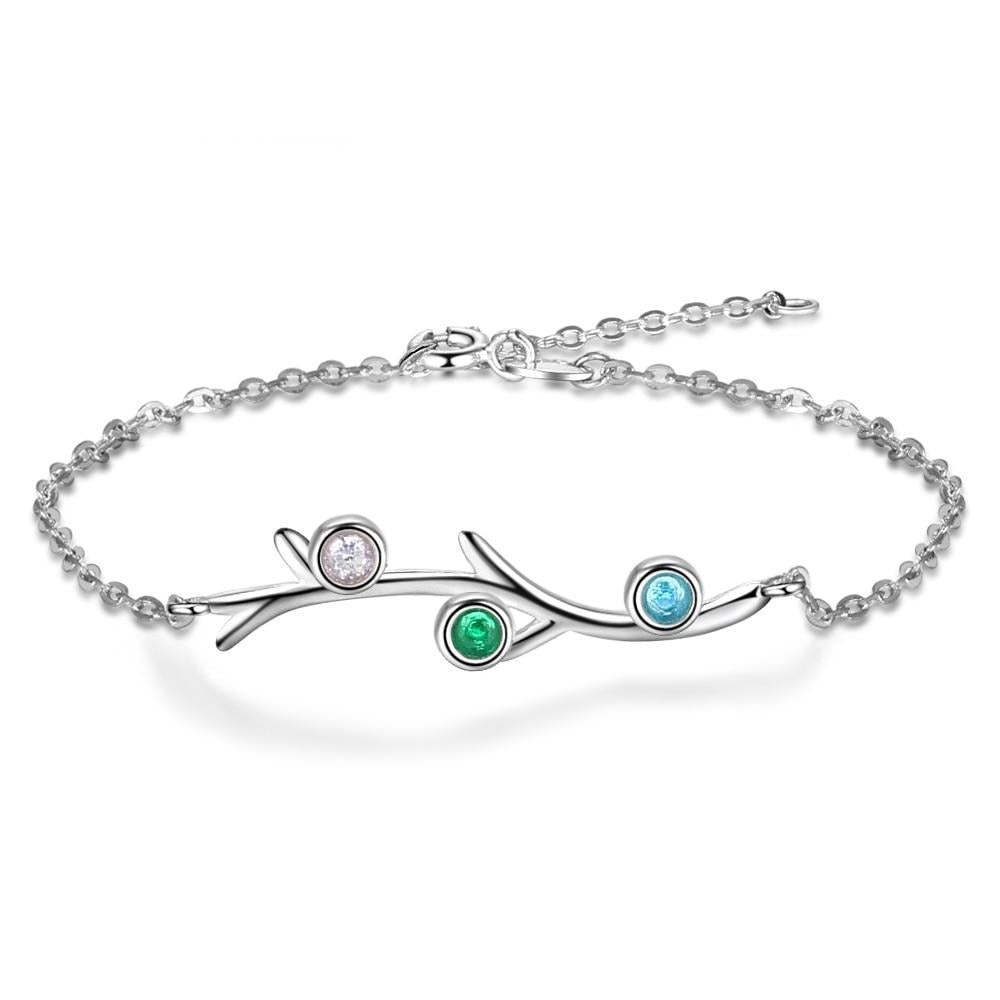 Customized 3 Birthstones Bracelets for Women Branch Bracelets & Bangles Personalized Gift Wedding Jewelry-Florence Scovel