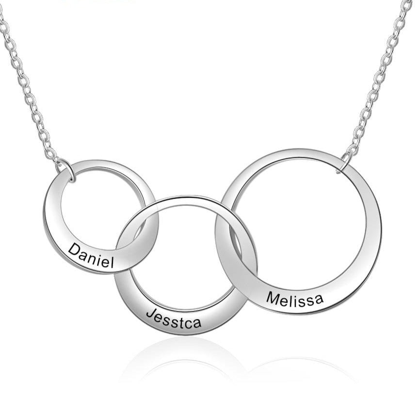 Personalized Intertwined Circle Necklace with 3 Names-Florence Scovel