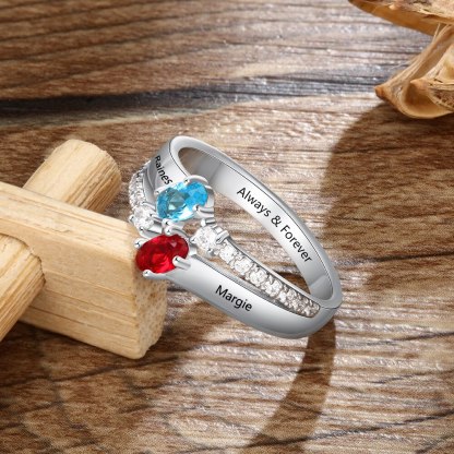 Personalized 925 Sterling Silver Name Engraved Ring with Zirconia Customized Oval Birthstone Wedding Rings for Women-Florence Scovel