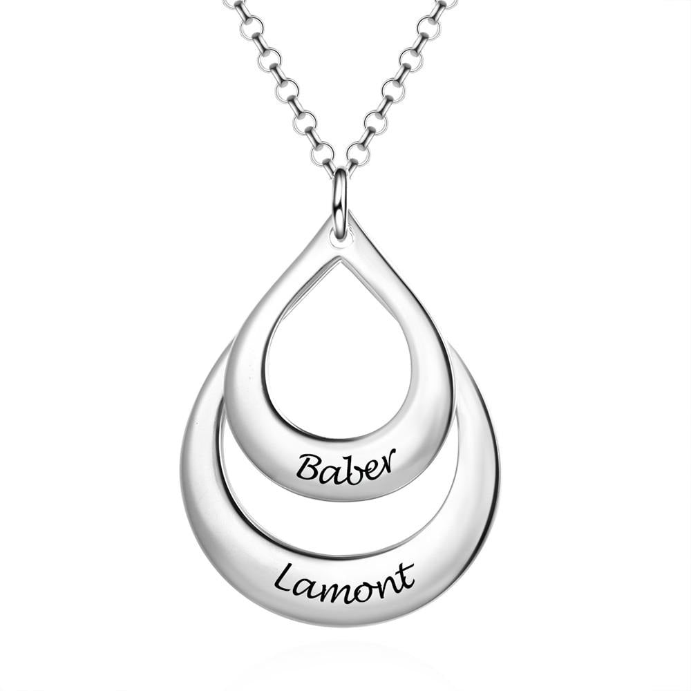 Personalized 2 Names Engraved Necklaces & Pendants Customized Water Drop Layered Necklace Anniversary Gift-Florence Scovel