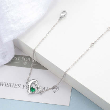 Personalized 925 Sterling Silver Engraved Name Bracelets for Women Lover's Customized Heart Birthstone Chain Bracelet-Florence Scovel