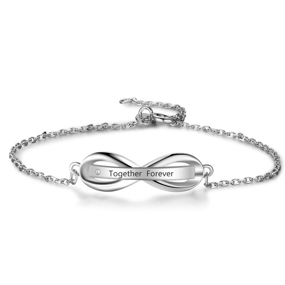 Personalized Engraving Infinity Adjustable Chain Bracelets & Bangles Customized Name Bar Bracelets for Women Gifts-Florence Scovel