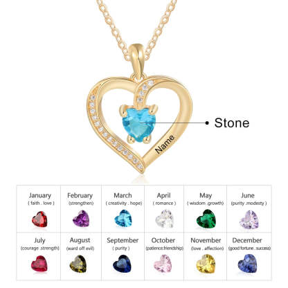Personalized Engraving Name Heart Pendant Necklace Gold/Rose Gold Color Custom Birthstone Necklace Women Jewelry Gift-Florence Scovel