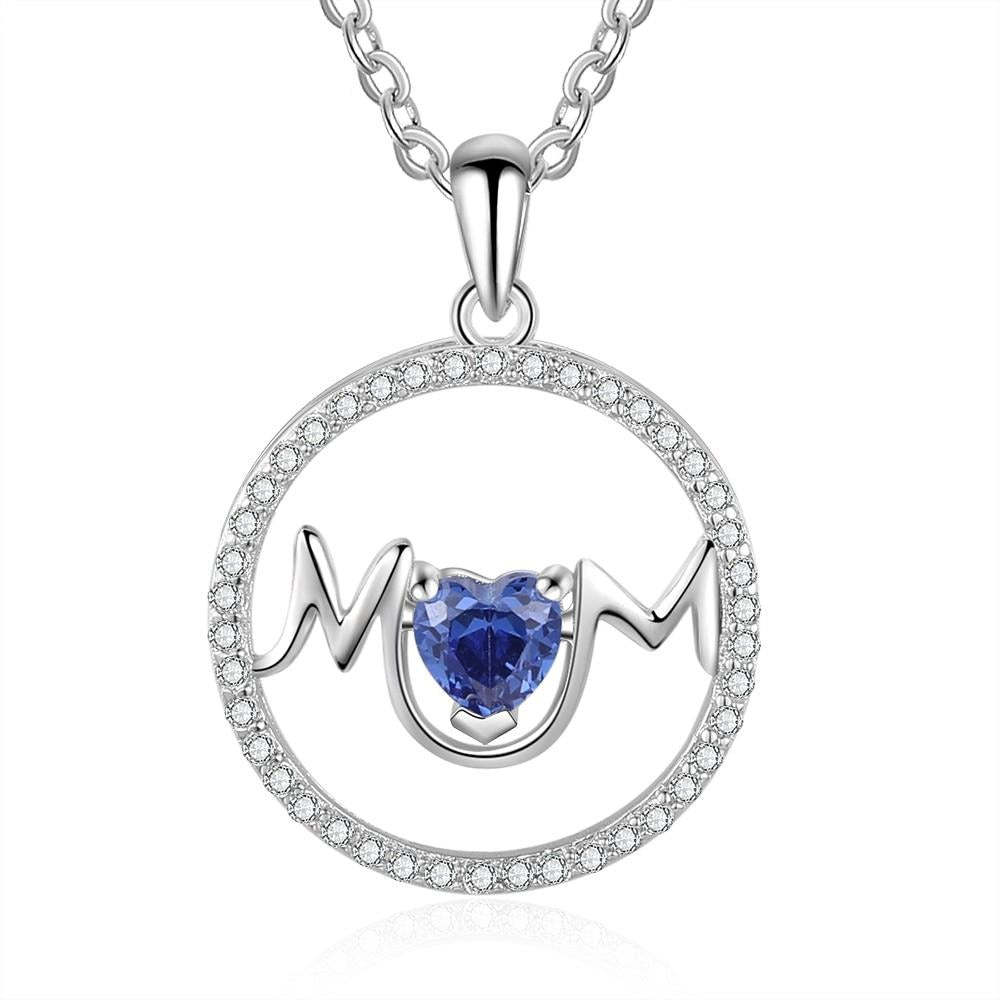 Personalized Customize Heart Birthstone Necklaces & Pendants MOM Circle Necklace with Cubic Zirconia Mothers Day Gift-Florence Scovel