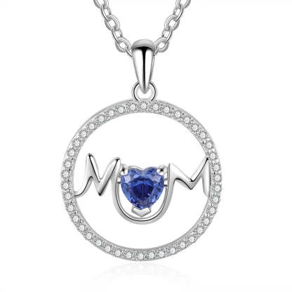 Personalized Customize Heart Birthstone Necklaces & Pendants MOM Circle Necklace with Cubic Zirconia Mothers Day Gift-Florence Scovel