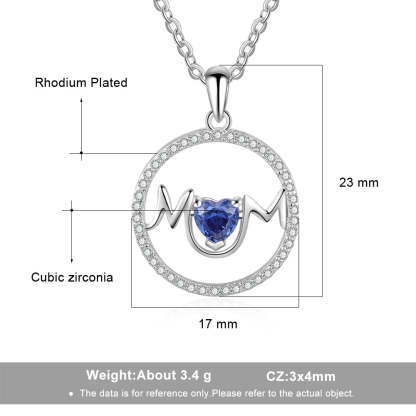 Personalized Customize Heart Birthstone Necklaces & Pendants MOM Circle Necklace with Cubic Zirconia Mothers Day Gift-Florence Scovel