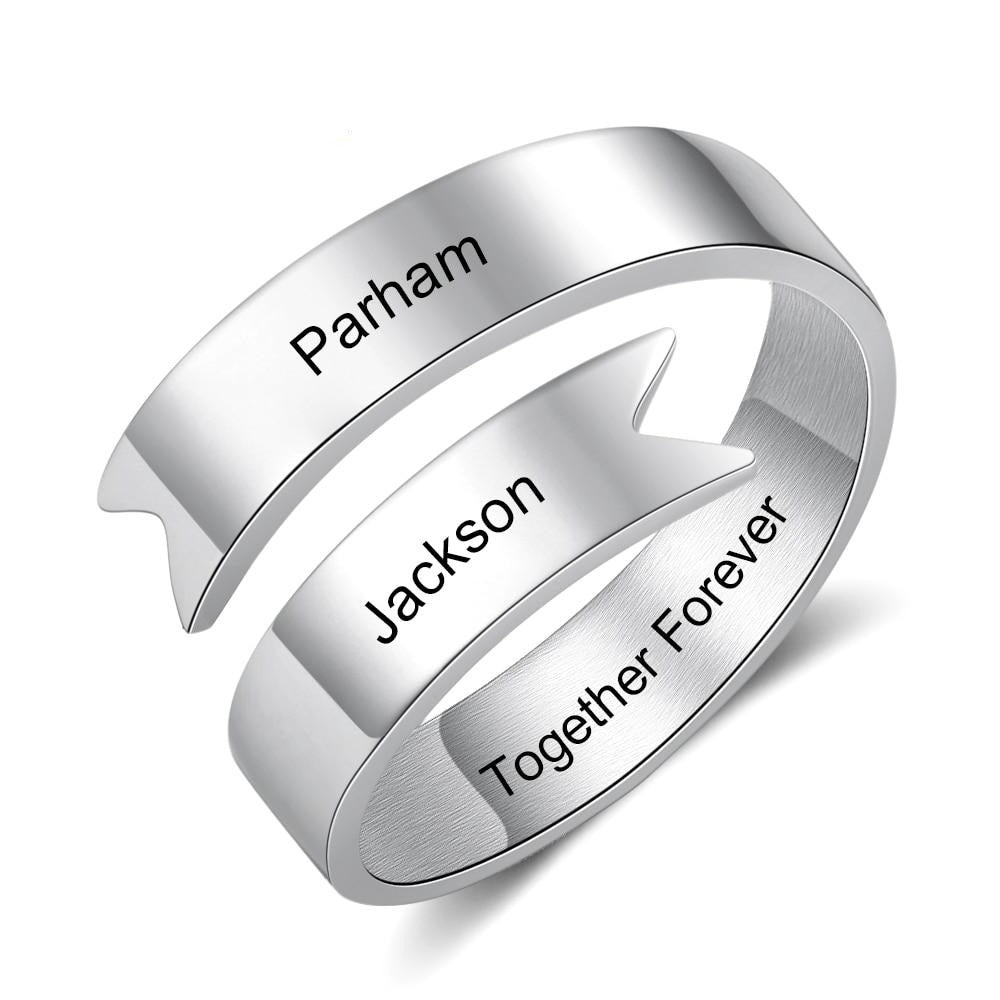 Personalized Stainless Steel Name Rings for Women Resizable Customized Engraved Ring Gift Jewelry for Girls-Florence Scovel