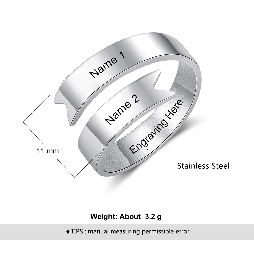 Personalized Stainless Steel Name Rings for Women Resizable Customized Engraved Ring Gift Jewelry for Girls-Florence Scovel