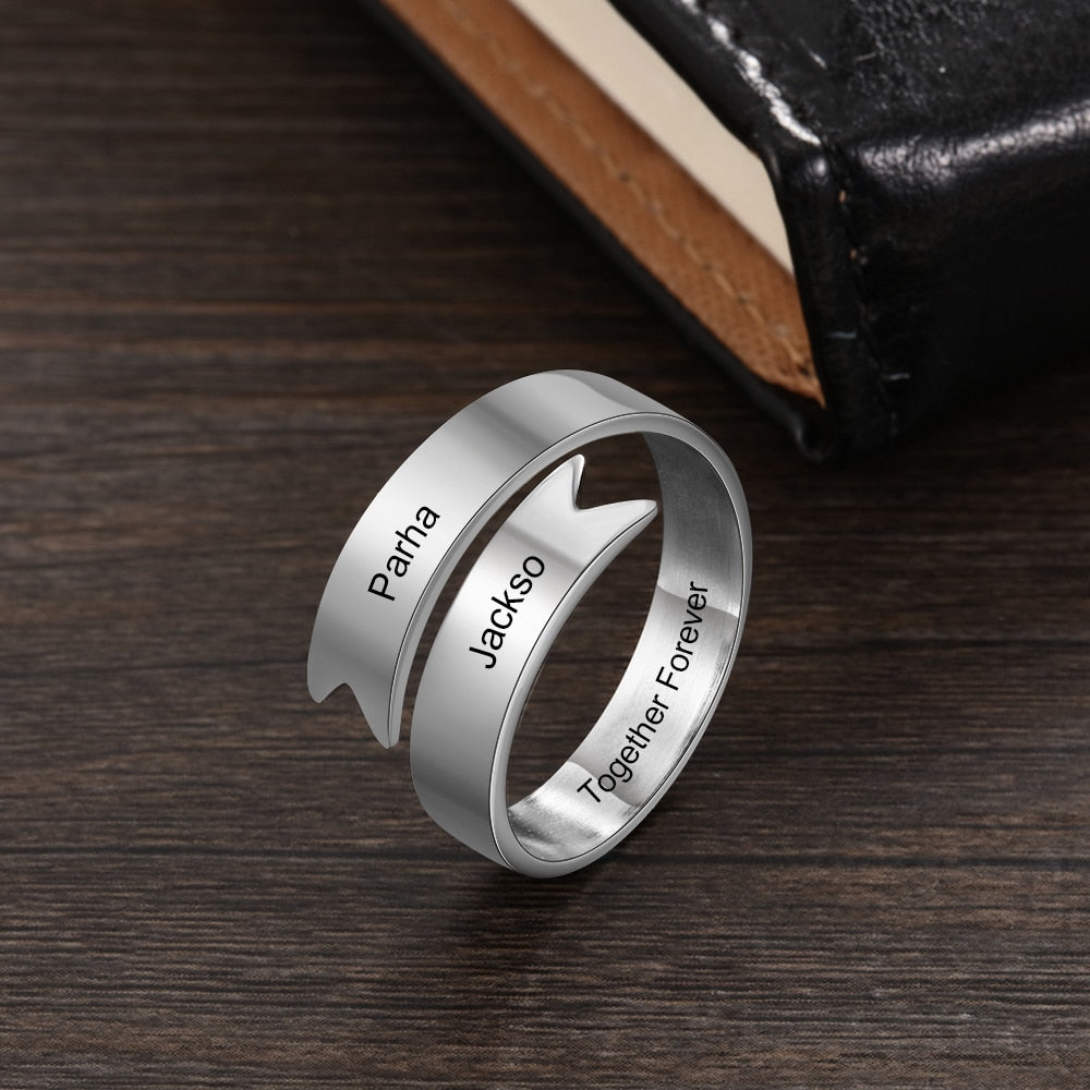 Personalized Stainless Steel Name Rings for Women Resizable Customized Engraved Ring Gift Jewelry for Girls-Florence Scovel