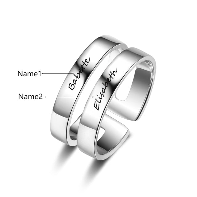 Personalized Double Layered Engraving Name Rings for Women Customized 2 Names Stainless Steel Ring Jewelry-Florence Scovel