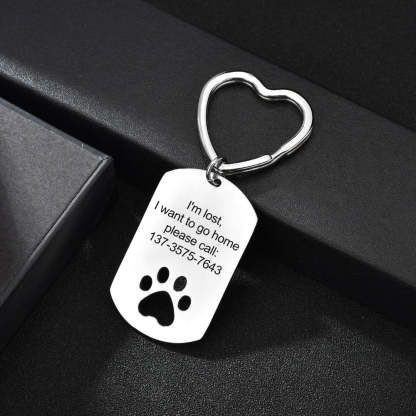Personalized Pet Paw Print Stainless Steel Keychain-Florence Scovel