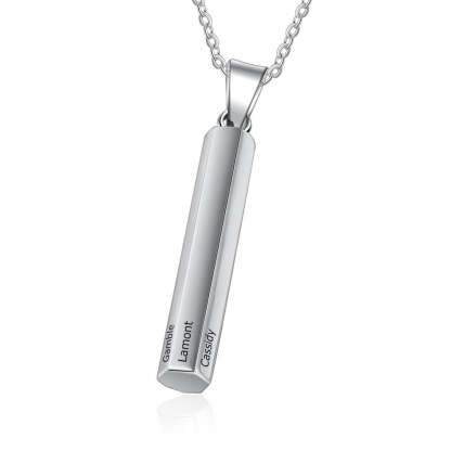 Personalized Stainless Steel Vertical Bar Necklace-Florence Scovel